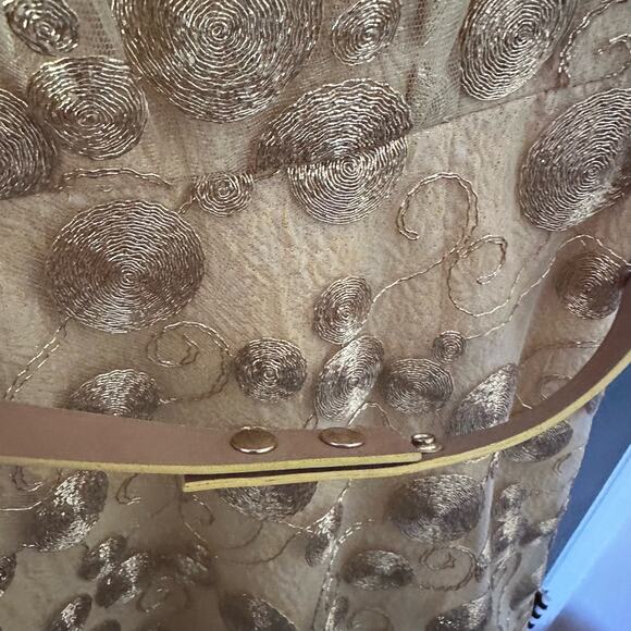 Theia Gold Geometric Circle Swirl Sleeveless Gown Dress Size 4 Holiday Formal - Picture 4 of 11